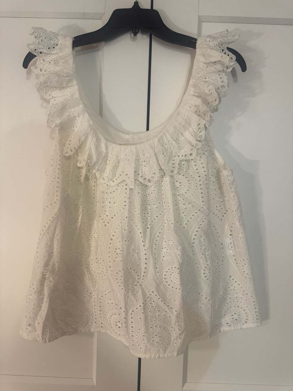 Sézane Rosa Blouse in Ecru Eyelet Embroidery